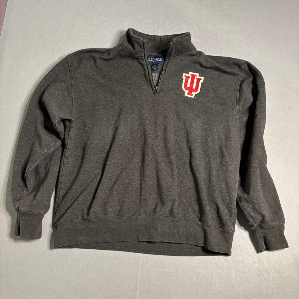 JanSport Indiana University IU Quarter-Zip Sweatshirt Men's XL Gray